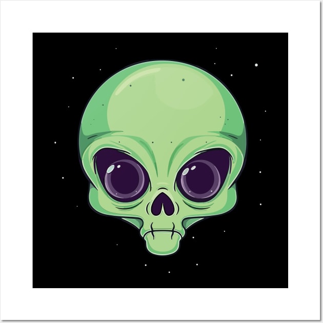 Green Alien Head Wall Art by ORENOB